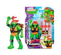 TORTUGAS NINJA Deluxe Flingerz Raphael, Figura de Acción de 15 cm con Sonido, Articulada, Lanza su Arma, Incluye hasta 3 Armas con Almacenamiento en Mochila, +4 años, Famosa (T0211100)