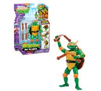 TORTUGAS NINJA - Michelangelo Figura de Acción Transformable de Mascota a Ninja, 4 Muñecos para Coleccionar, Incluye Accesorio de Lucha, Estrella Lanzadora de Pizza y una Base, Famosa (TU838300)