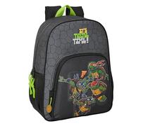 TORTUGAS NINJA - Mochila Escolar Niño, Mochila Niño, Mochila Infantil, Adaptable a Carro, Ideal para Niños en Edad Escolar, Cómoda y Versátil, Calidad y Resistencia, 33x14x42 cm, Color Gris/negro