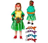 Tortugas Ninja Mutantes Adolescentes Oficial Niña Disfraz + Máscaras Edad 8-12