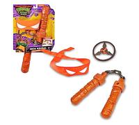 TORTUGAS NINJA - Nunchakus de Michelangelo, Antifaz Naranja y Juguete, Disfraz del Personaje de la Película Caos Mutante, para Fans, Niños y Niñas Desde 3 Años, Famosa (TU806300)