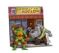 Tortugas Ninja - Raphael Vs. Rocksteady Movie Face Off 2 Pack, Figuras de Acción Articuladas 12 cm, Personajes de la Película Caos Mutante con Accesorios de Combate, para niños y niñas Desde 4 Años