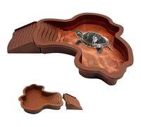 Tortuguera,Plato De Agua para Estanque De Tortugas con Rampa,Bebedero para Tortugas,35 X 28,5 X 4,3 Cm,Terrario para Tortugas,Accesorio para Tortugas, para Tortugas,Lagartos Y Geckos (Marrón Rojizo)
