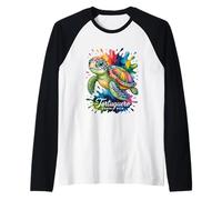Tortuguero, Costa Rica Tortuga Marina Pintura Splatter Souvenir Ar Camiseta Manga Raglan