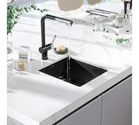 TORVA 15 x 17 Inch Gloss Black Ceramic Coating with NanoTek Undermount Kitchen Sink, PVD Coated Gunmetal Sink16 Gauge Stainless Steel Wet Bar or Prep Sinks Single Bowl, Fits 18" Cabinet,Dark Gray