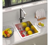 TORVA Fregadero de cocina de 15 pulgadas, cuenco individual de acero inoxidable de calibre 16 - 10 pulgadas de profundidad para barra/lavabo de preparación