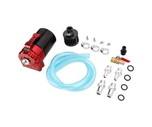 Torvex Lata de captura de aceite, 300 ml, tanque de captura del motor, lata de respiradero, filtro de aceite de aire, accesorio universal para ventilación del cárter (rojo negro)