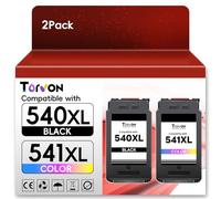 Torvon 540XL 541XL Pack Compatible con Canon 540 541 XL Cartuchos Multipack | PG540 CL541 XL para Canon Pixma TS5100 TS5151 TS5100 MG2100 MG3100 MG3150 MG3600 MG3650 MG3650s MG4250 MX475 (540XL 541XL)