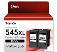 Torvon 545 XL Negro Remanufacturado para Canon 545XL PG-545XL Cartuchos de Tinta Compatible para Pixma MG2550 MG2550S TR4550 TS3350 TS3450 TS3150 TR4650 MX495 MX490 TS3351 TS3451 MG2555 (2 Negros)