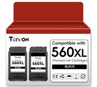 Torvon 560 XL Cartuchos Negro de Repuesto para Canon 560XL Black Cartuchos 560XL PG-560XL para Canon Pixma TS5350i TS7450i TS5350 TS5350a TS7451i TS5351 TS5351i TS5351a TS7450 TS7451 (2 Negro)