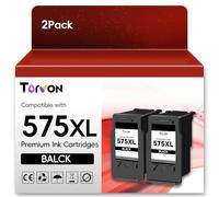Torvon Cartuchos de tinta 575XL PG-575XL para Canon 575 cartuchos de tinta negra compatibles con Canon Pixma TS3550i TS3551i TR4750i TR4751i1 (2 negros)