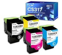 Torvon CS317 CX317 Tóner compatible con Lexmark CX317dn CS317dn CS417dn CX417de CS517de CX517de impresora 71B20K0 71B20C0 71B20M0 71B20Y0 (BK 3000 CMY 2300 páginas)