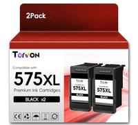 Torvon PG-575XL 575 XL Negro Compatible para Canon 575XL TS3550i TS3551i | 2 Pack Negro PG-575XL para Canon Pixma TS3550i TS3551i TS3750i TS3751i TS3752i TR4750i TR4751i TR4755i TR4756i (2-Negro)