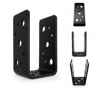Torvon Soporte para postes en U, color negro, 100 x 50 x 45 x 3,5 mm, 4 unidades para postes de madera, vigas y madera cantada, acero S235, anclaje para cimientos de hormigón