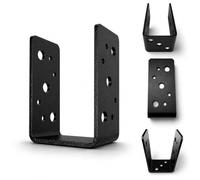 Torvon Soporte para postes en U, color negro, 100 x 60 x 45 x 3,5 mm, 4 unidades para postes de madera, vigas y madera cantada, acero S235, anclaje para cimientos de hormigón