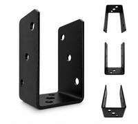 Torvon Soporte para postes en U, color negro, 100 x 90 x 60 x 4 mm, 4 unidades para postes de madera, vigas de madera tallada, acero S235, anclaje para cimientos de hormigón
