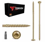 TORVON Tornillos de cabeza de plato premium 8 x 400 mm TX40 tornillos para construcción de madera amarilla galvanizada rosca completa ETA para KVH BSH CLT madera maciza techo techo techo pérgola 50