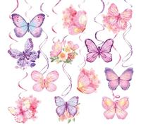 Torytoe 24pcs Colorido Espirales de Mariposas Colgantes, Decoración de Papel de Fiesta Espirales de Mariposas Colgantes de Colores Primavera Verano Fiesta Colgante para Baby Shower Cumpleaños Boda