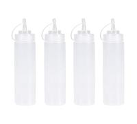 Torytoe Condimento Botellas, 4pcs 24oz Biberon Salsas con Tapa, Dispensador de Botellas de Plástico, Exprimir Condimento Botellas, Squeeze Bottle con Tapas, Sin BPA, Condimentos De Cocina (680ml)