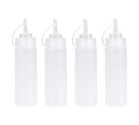 Torytoe Condimento Botellas, 4pcs 8oz Biberon Salsas con Tapa, Dispensador de Botellas de Plástico, Exprimir Condimento Botellas, Squeeze Bottle con Tapas, Sin BPA, Condimentos De Cocina (240ml)