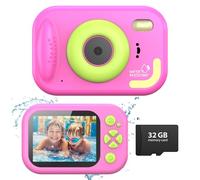 Tosaju Cámara submarina 48mp cámara infantil cámara impermeable de 10 metros cámara 1080p Video cámara sumergible con Flash piscina piscina regalo de juguete al aire libre para niños con tarjeta de 32