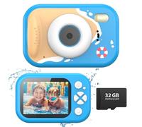 Tosaju Cámara submarina 48mp Infantil cámara Impermeable de 10 Metros 1080p Video cámara Sumergible con Flash Piscina Regalo de Juguete al Aire Libre para niños con Tarjeta de 32