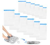 TOSAVGA 12 Piezas Bolsa Viaje, 50 x 35cm + 60 x 40cm - Vacio Ropa Enrollables, Vacuum Storage Bags, Reutilizable