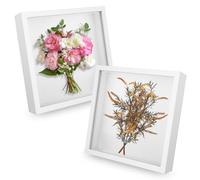 TOSAVGA 2 Marcos con Profundidad, 20 x 20 cm Marcos de Fotos 3D, Marco de Madera Profundo para Rellenar 3D para Fotos, Flores, Recuerdos, Manualidades, Souvenirs, Recuerdos de Bodas, Blanco