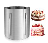 TOSAVGA Aro para Tartas Ajustable de Acero Inoxidable, Anillo para Tarta Altura 20 CM, Diámetro Ajustable16-30 cm, con Escala, para Hornear, Decoración de Pasteleria, Chocolate, Mousse, Pastel