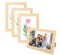 TOSAVGA Juego de 4 marcos de fotos de madera auténtica, 10 x 15 cm, para tapices o decoración de mesa