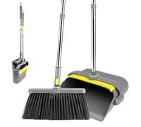 TOSAVGA Recogedor Plegable, Escoba y Recogedor de Mango Largo, Escoba Plegable con Giratorio de 180 Grados Cabeza, para Interior, Cocina