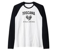Toscana Corazón de Italia Cipreses Corazón en italiano Camiseta Manga Raglan
