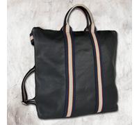 Toscanto Mochila De Ciudad Para Dama De Cuero Y Lona Negra Azul Beige OTT609RS