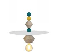 Tosel Suspensión madera,metal Alt.80cm negro ,blanco ;Pantalla: blanco