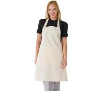 TOSHE Delantal de cocina de algodón resistente a las gotas de agua con delantales ajustables para mujer con bolsillos, 10 opciones de color, delantal de cocina crema (crema)