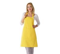 TOSHE Delantal de cocina de algodón resistente a las gotas de agua con delantales ajustables para mujer con bolsillos, 10 opciones de color, delantal amarillo para cocinar (amarillo)