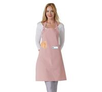 TOSHE Delantal de cocina de algodón resistente a las gotas de agua con delantales ajustables para mujer con bolsillos, 10 opciones de color, delantal rosa en polvo de cocina (rosa polvo)