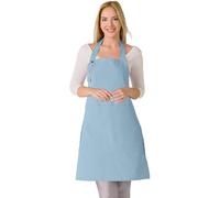 TOSHE Delantal de cocina de algodón resistente a las gotas de agua con delantales ajustables para mujer con bolsillos, 10 opciones de color, delantal de cocina, azul claro (azul claro)