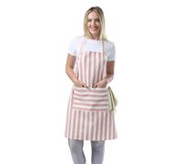 TOSHEX Delantal de cocina de algodón resistente a gotas de agua con delantales ajustables para mujeres con bolsillos, delantal de cocina para hombre (1, rosa polvo)