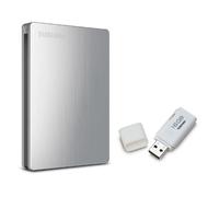 Toshiba Canvio Slim II 1,0 TB Disco duro portátil con Bono 16 GB USB unidad Flash - aluminio cepillado