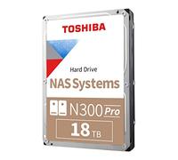 Toshiba N300 PRO 18TB NAS empresarial de gran tamaño (hasta 24 bahías) Disco duro interno de 3,5 pulgadas - Velocidad de carga de trabajo de hasta 300 TB/año CMR SATA 6 GB/s 7200 RPM caché de 512 MB -