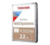 Toshiba N300 Pro - Disco Duro Interno de 22 TB (hasta 24 bahías) de 3.5 Pulgadas, tasa de Carga de Trabajo de hasta 300 TB/año, CMR SATA 6 GB/s, 7200 RPM 512 MB de caché, HDWG62CXZSTB