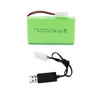 Tosiicop Batería NiMH de 9.6 V 2400 mAh - Batería recargable AA para coche RC con enchufe Tamiya KET-2P y cable de carga USB para piezas de repuesto de coche RC baterías de barco (9.6 V 2400 mAh)