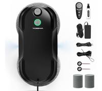 Tosima W5 Pro Robot Limpiacristales 6400 Pa, Doble Pulverización Ultrasónica, Limpia Cristales Eléctrico, Mando a Distancia, 20 Paños de Microfibra sobre el Suelo y bajo el Agua (Negro)