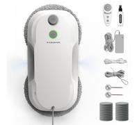 Tosima W5 Pro Robot Limpiacristales 6400 Pa, Doble Pulverización Ultrasónica, Limpia Cristales Eléctrico, Mando a Distancia, 20 Paños de Microfibra sobre el Suelo y bajo el Agua (Blanco)