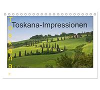 Toskana-Impressionen (Tischkalender 2026 DIN A5 quer), CALVENDO Monatskalender: Flache Ebenen und sanfte Hügel prägen das Bild der Toskana.