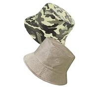 TOSKATOK Anti UV UPF 50+ Bob Verano o Playa Unisex Hombres Mujeres Camuflaje 2 en 1 Reversible Mezcla de Algodón