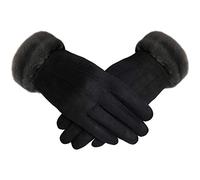 TOSKATOK Damas para mujer con estilo de gamuza sintética suaves cálidos y acogedores guantes de invierno con forro acogedor y brazalete de piel sintética