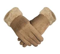 TOSKATOK Damas para mujer con estilo de gamuza sintética suaves cálidos y acogedores guantes de invierno con forro acogedor y brazalete de piel sintética