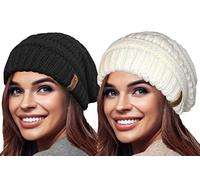 TOSKATOK Gorro de invierno para mujer con forro de punto abrigado y supersuave con forro térmico de terciopelo para esquiar, Talla única